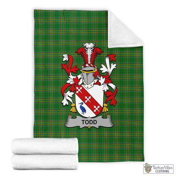 Tartan Vibes Clothing Todd Irish Clan Tartan Blanket with Coat of Arms
