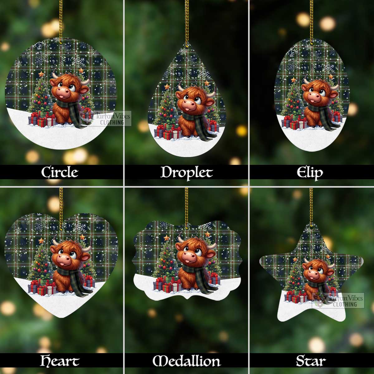 Todd Tartan Christmas Aluminium Ornament with Adorable Highland Coo Aluminium - Tartan Vibes Clothing