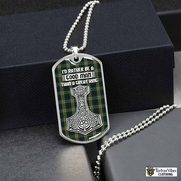 Todd Tartan Dog Tag Necklace Viking Mjolnir Style