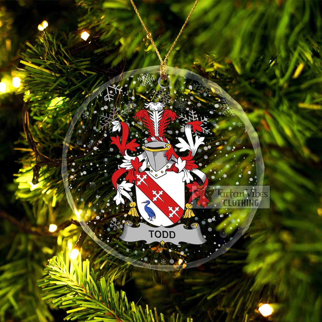 Todd Irish Clan Christmas Glass Ornament with Coat of Arms Transparent Glass Circle - 2D-tartanvibesclothing