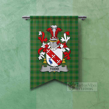 Tartan Vibes Clothing Todd Irish Clan Tartan Gonfalon, Tartan Banner with Coat of Arms