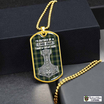 Todd Tartan Dog Tag Necklace Viking Mjolnir Style