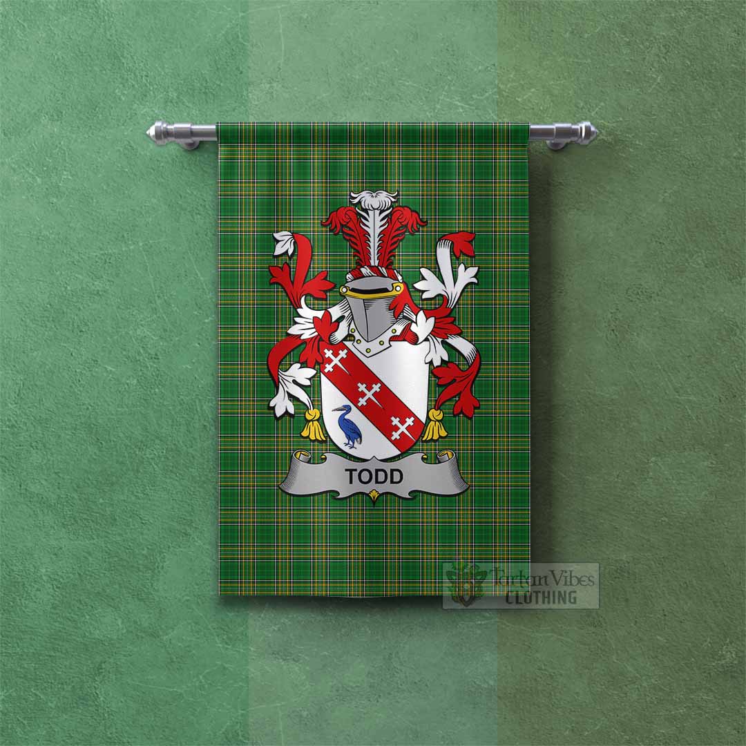 Todd Irish Clan Tartan Gonfalon, Tartan Banner with Coat of Arms Rectangle - Tartan Vibes Clothing