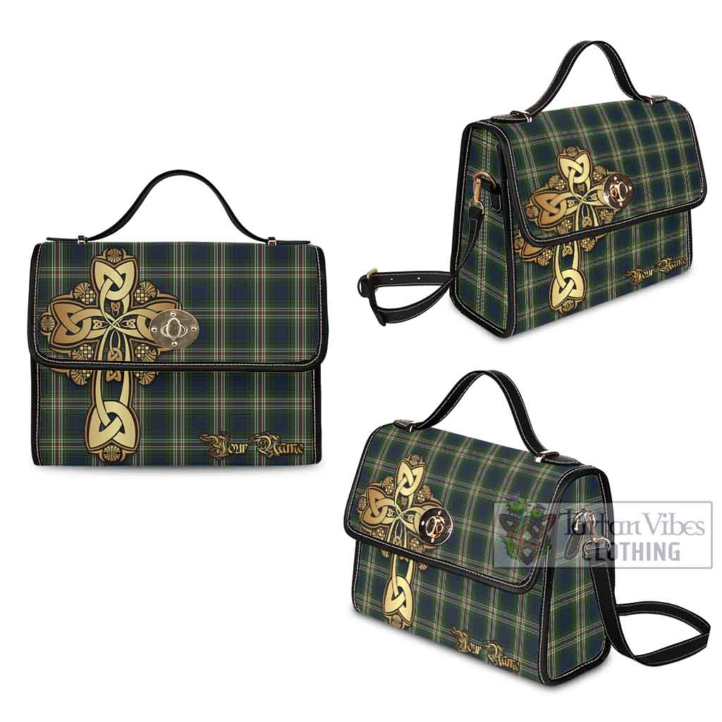 Tartan Vibes Clothing Todd Tartan Waterproof Canvas Bag Golden Thistle Celtic Cross Style