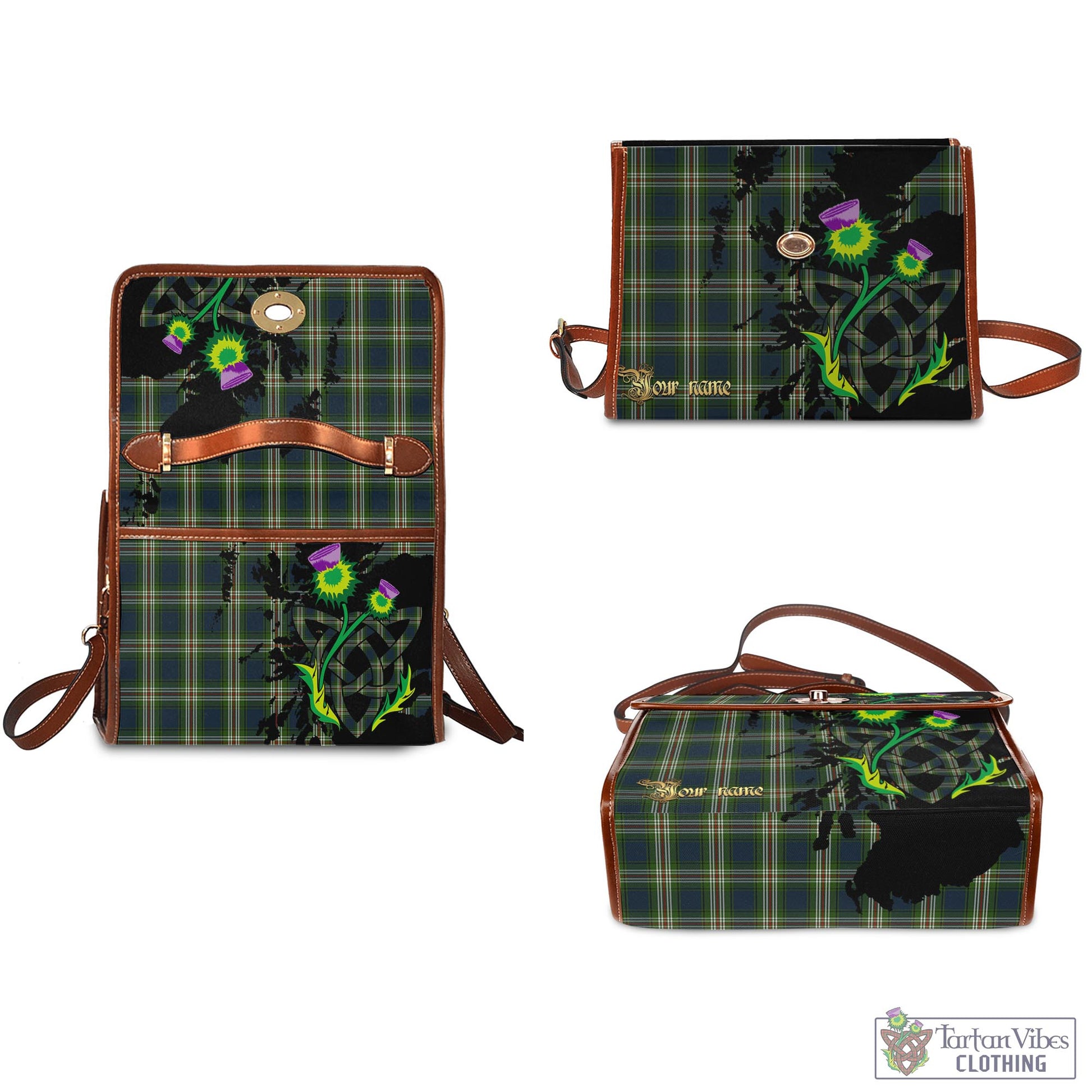 Tartan Vibes Clothing Todd Tartan Waterproof Canvas Bag with Scotland Map and Thistle Celtic Accents