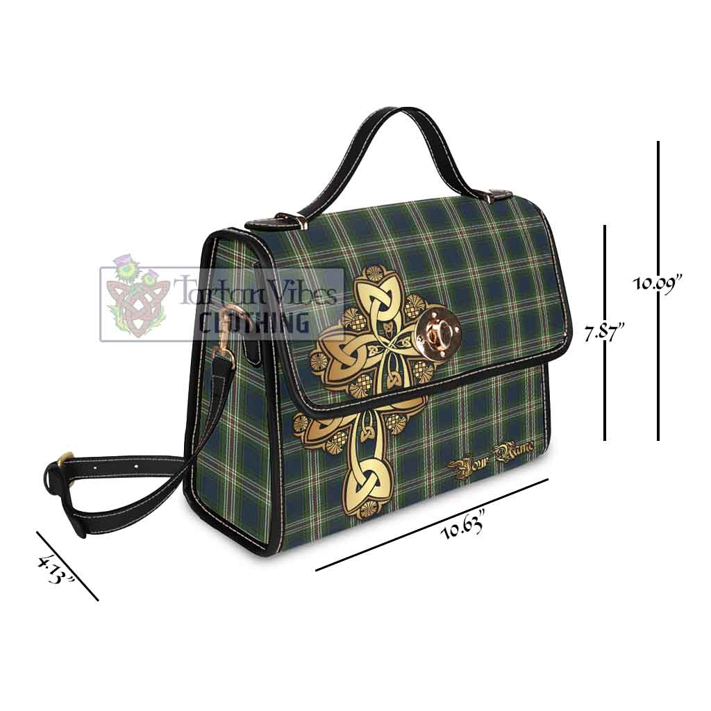 Tartan Vibes Clothing Todd Tartan Waterproof Canvas Bag Golden Thistle Celtic Cross Style