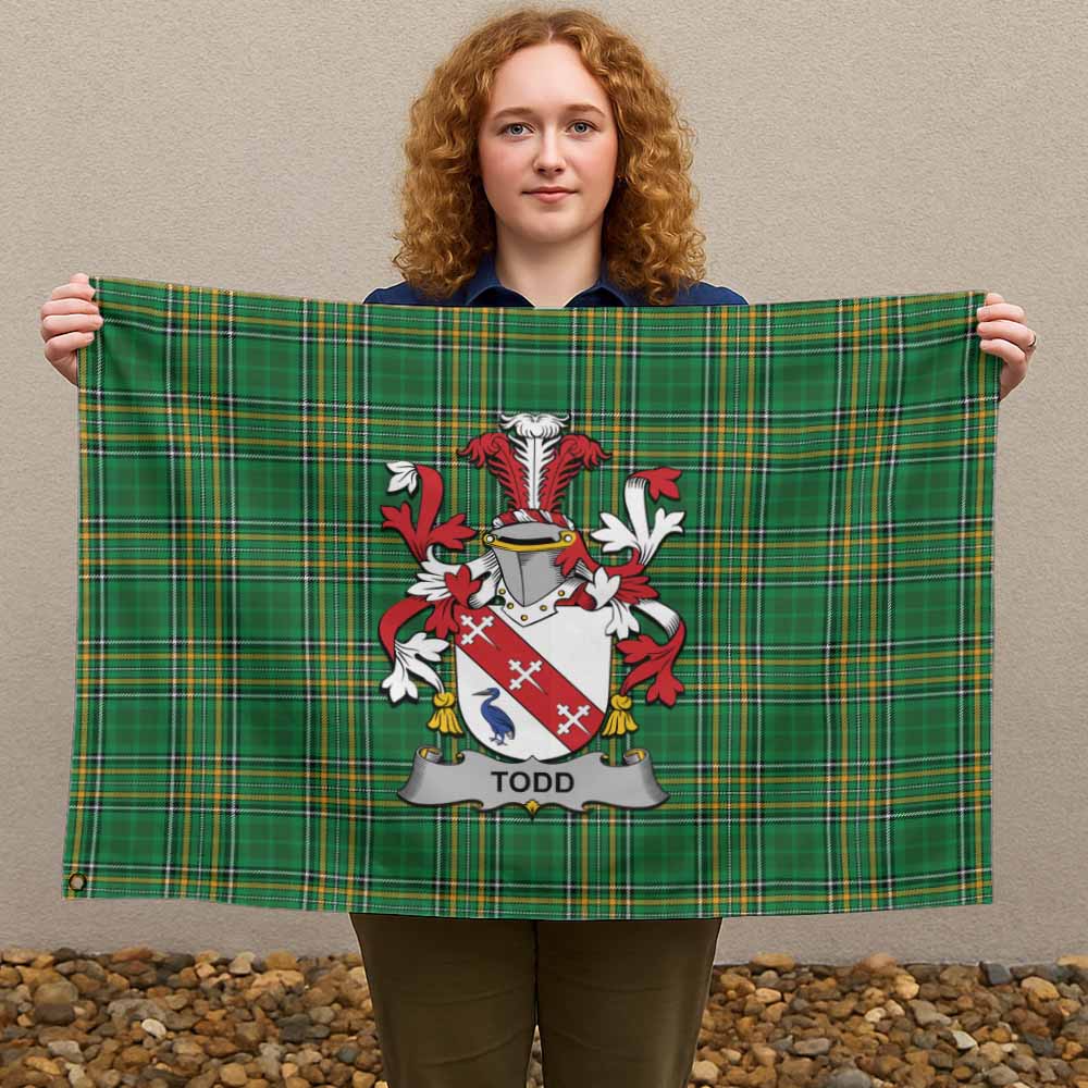 Tartan Vibes Clothing Todd Irish Clan Tartan House Flag with Coat of Arms