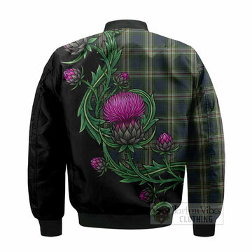 Todd Tartan Bomber Jacket Resilient Scottish Thistle - Tartan Vibes Clothing