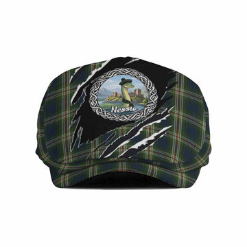 Todd Tartan Loch Ness Monster Flat Cap, Jeff Cap Celtic Knot Nessie Art