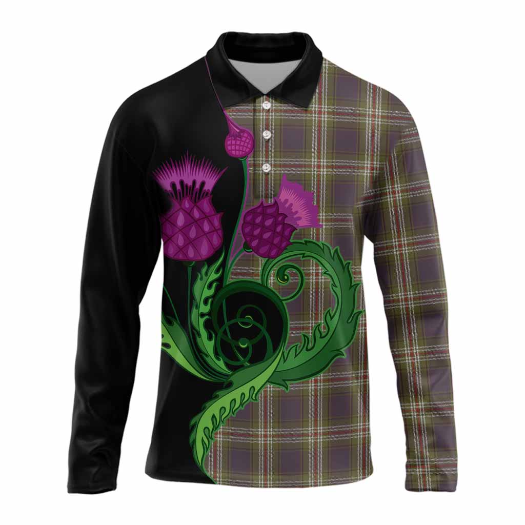 Todd Tartan Long Sleeve Polo Shirt Traditional Scottish Thistle