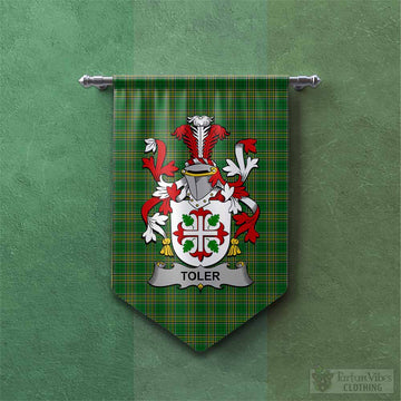 Toler Irish Clan Tartan Gonfalon, Tartan Banner with Coat of Arms