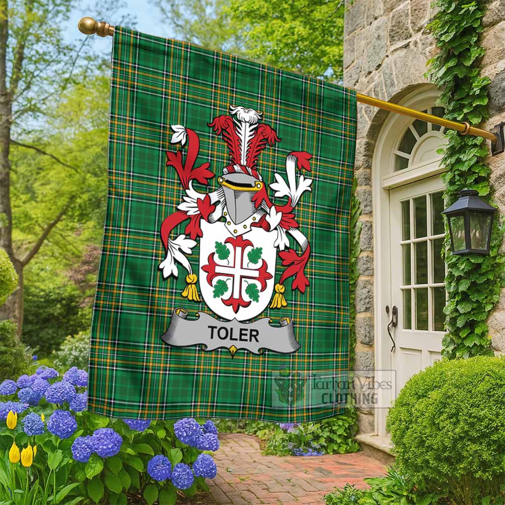 Toler Irish Clan Tartan Flag with Coat of Arms
