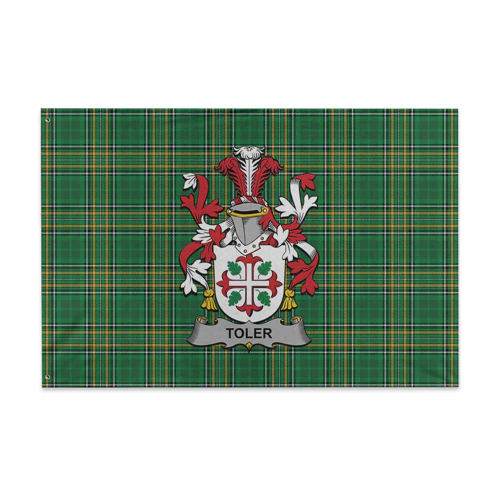 Tartan Vibes Clothing Toler Irish Clan Tartan House Flag with Coat of Arms