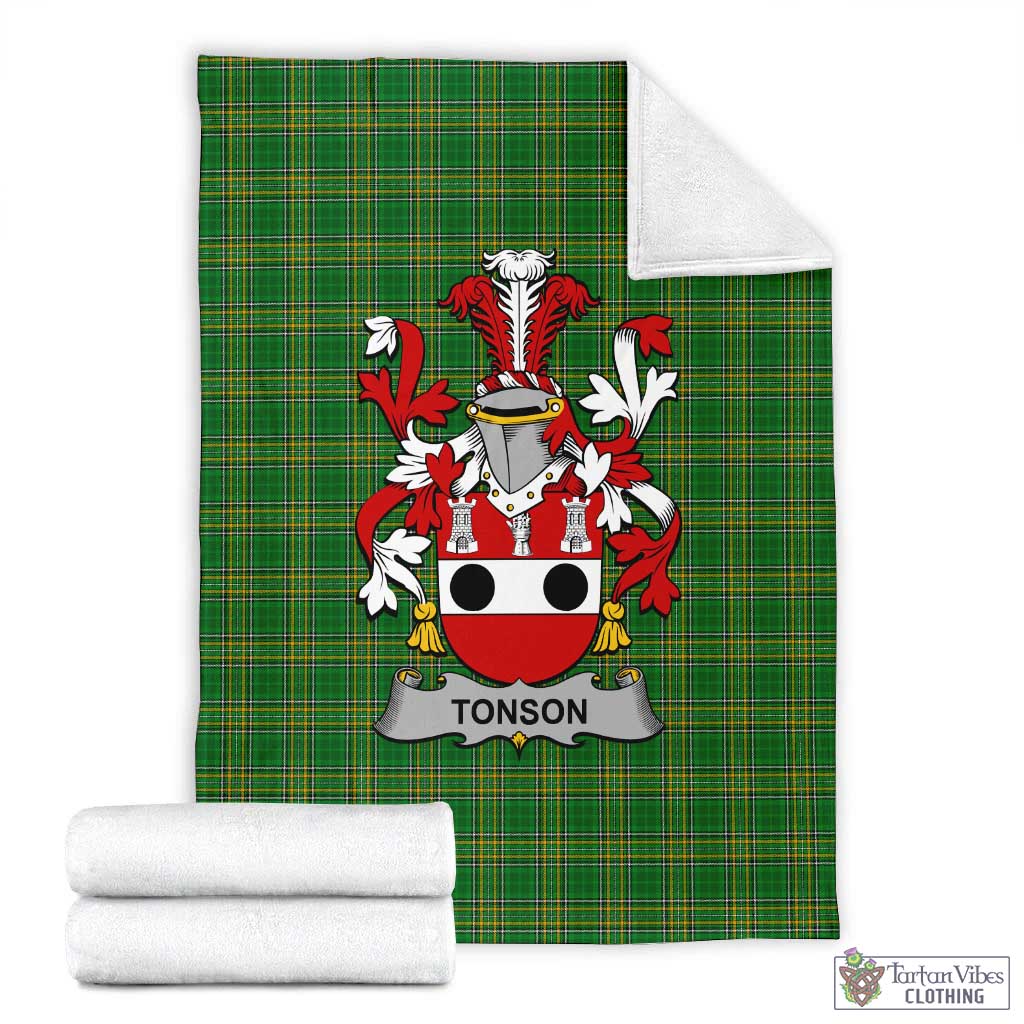 Tonson Irish Clan Tartan Blanket with Coat of Arms X-Large 59 x 79 inches 150 x 200 cm - Tartan Vibes Clothing