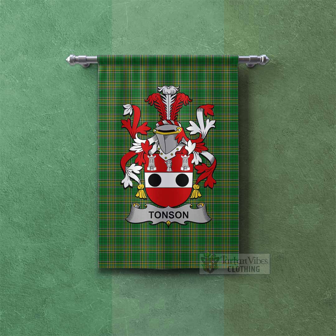 Tonson Irish Clan Tartan Gonfalon, Tartan Banner with Coat of Arms Rectangle - Tartan Vibes Clothing