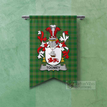 Tartan Vibes Clothing Toomey Irish Clan Tartan Gonfalon, Tartan Banner with Coat of Arms