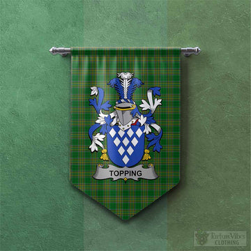 Topping Irish Clan Tartan Gonfalon, Tartan Banner with Coat of Arms