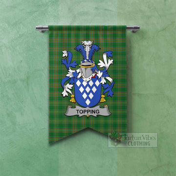 Topping Irish Clan Tartan Gonfalon, Tartan Banner with Coat of Arms