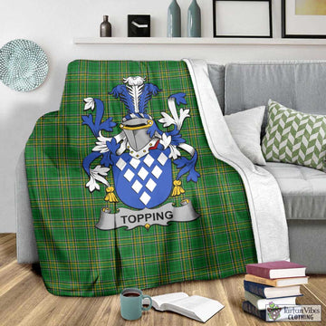 Tartan Vibes Clothing Topping Irish Clan Tartan Blanket with Coat of Arms