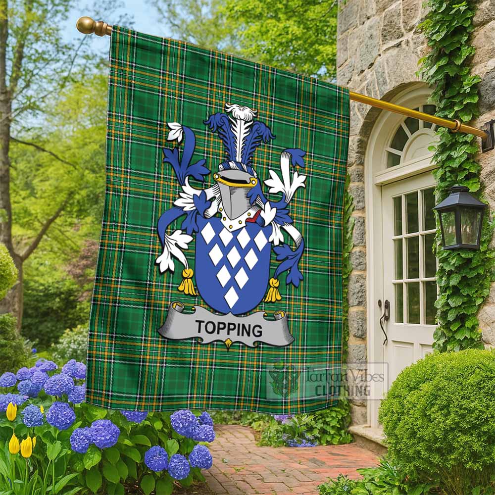 Topping Irish Clan Tartan Flag with Coat of Arms