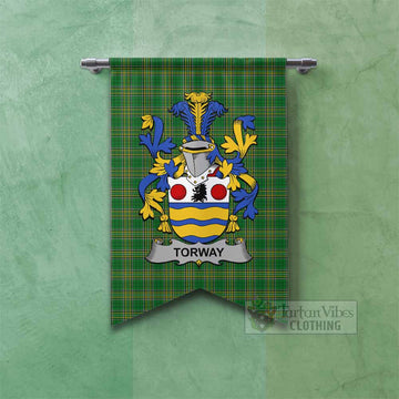 Torway Irish Clan Tartan Gonfalon, Tartan Banner with Coat of Arms