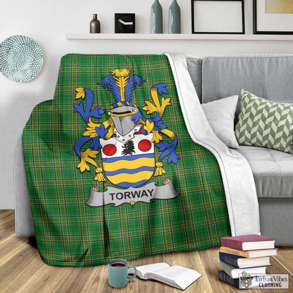 Tartan Vibes Clothing Torway Irish Clan Tartan Blanket with Coat of Arms