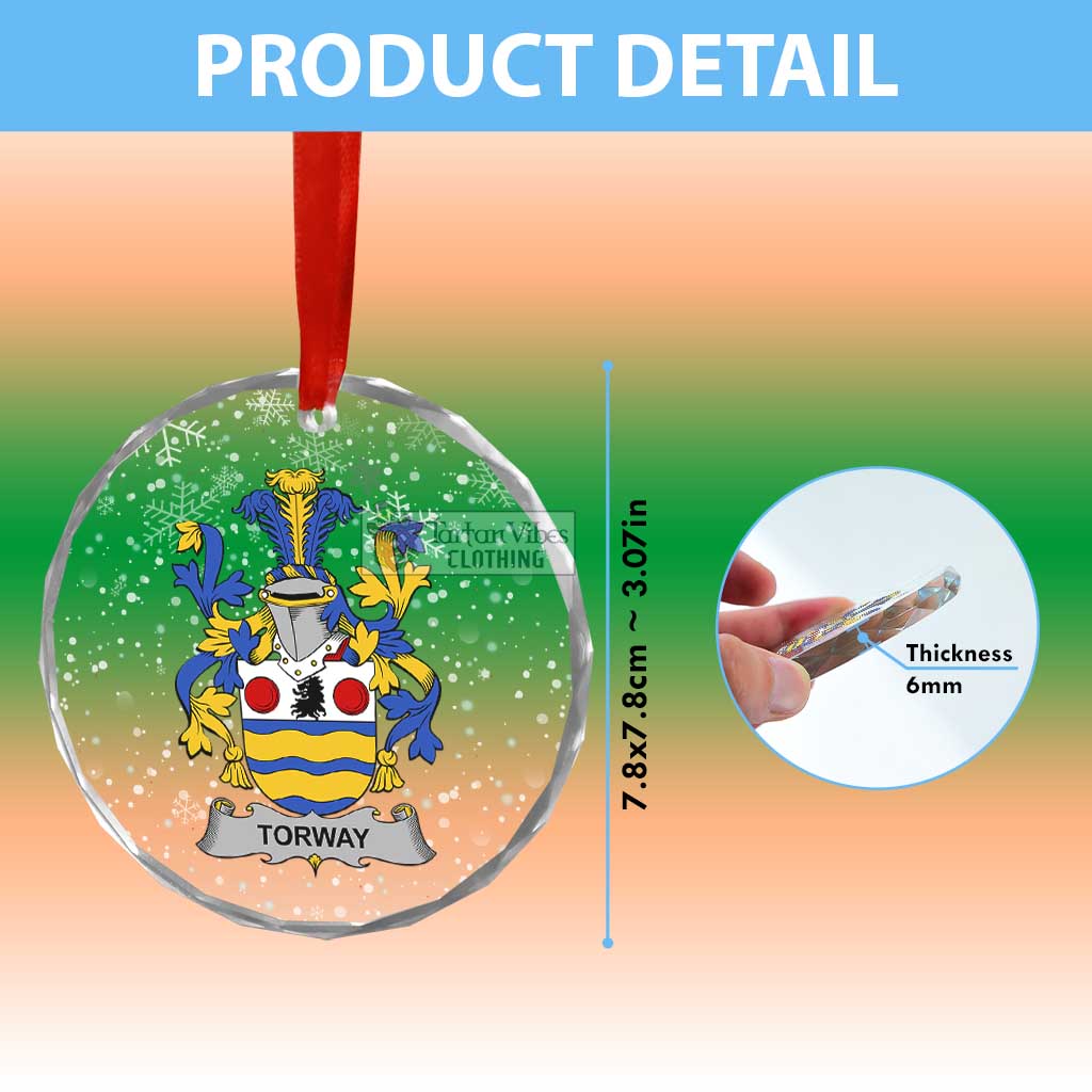 Tartan Vibes Clothing Torway Irish Clan Christmas Glass Ornament with Coat of Arms