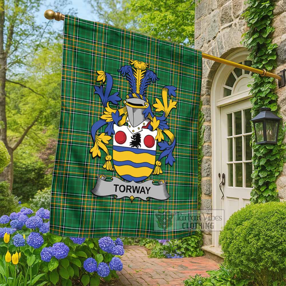 Torway Irish Clan Tartan Flag with Coat of Arms