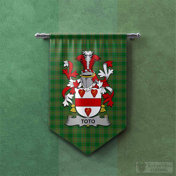 Tartan Vibes Clothing Toto Irish Clan Tartan Gonfalon, Tartan Banner with Coat of Arms