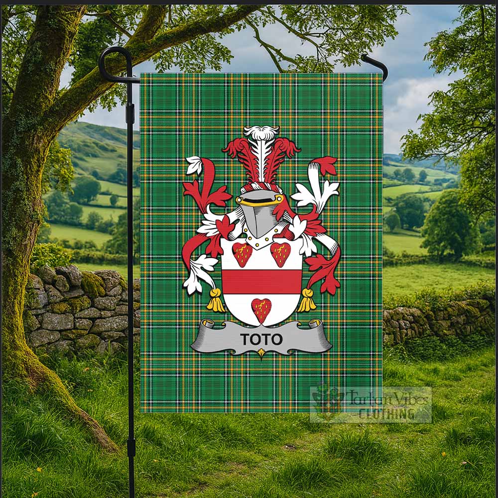 Toto Irish Clan Tartan Flag with Coat of Arms