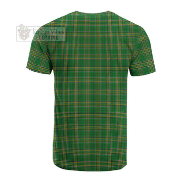 Touchet Irish Clan Tartan Cotton T-shirt with Coat of Arms - Tartan Vibes Clothing