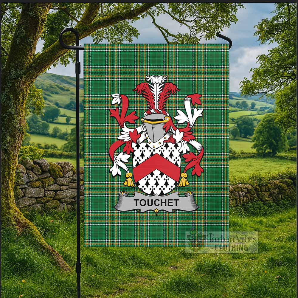 Touchet Irish Clan Tartan Flag with Coat of Arms