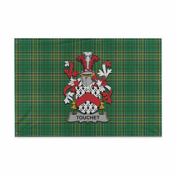 Tartan Vibes Clothing Touchet Irish Clan Tartan House Flag with Coat of Arms