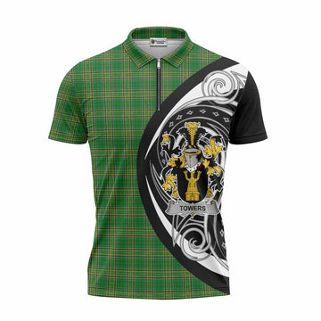 Towers Irish Clan Zipper Polo Shirt Celtic Circle Style Unisex - Tartan Vibes Clothing