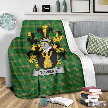 Towers Irish Clan Tartan Blanket with Coat of Arms - Tartan Vibes Clothing