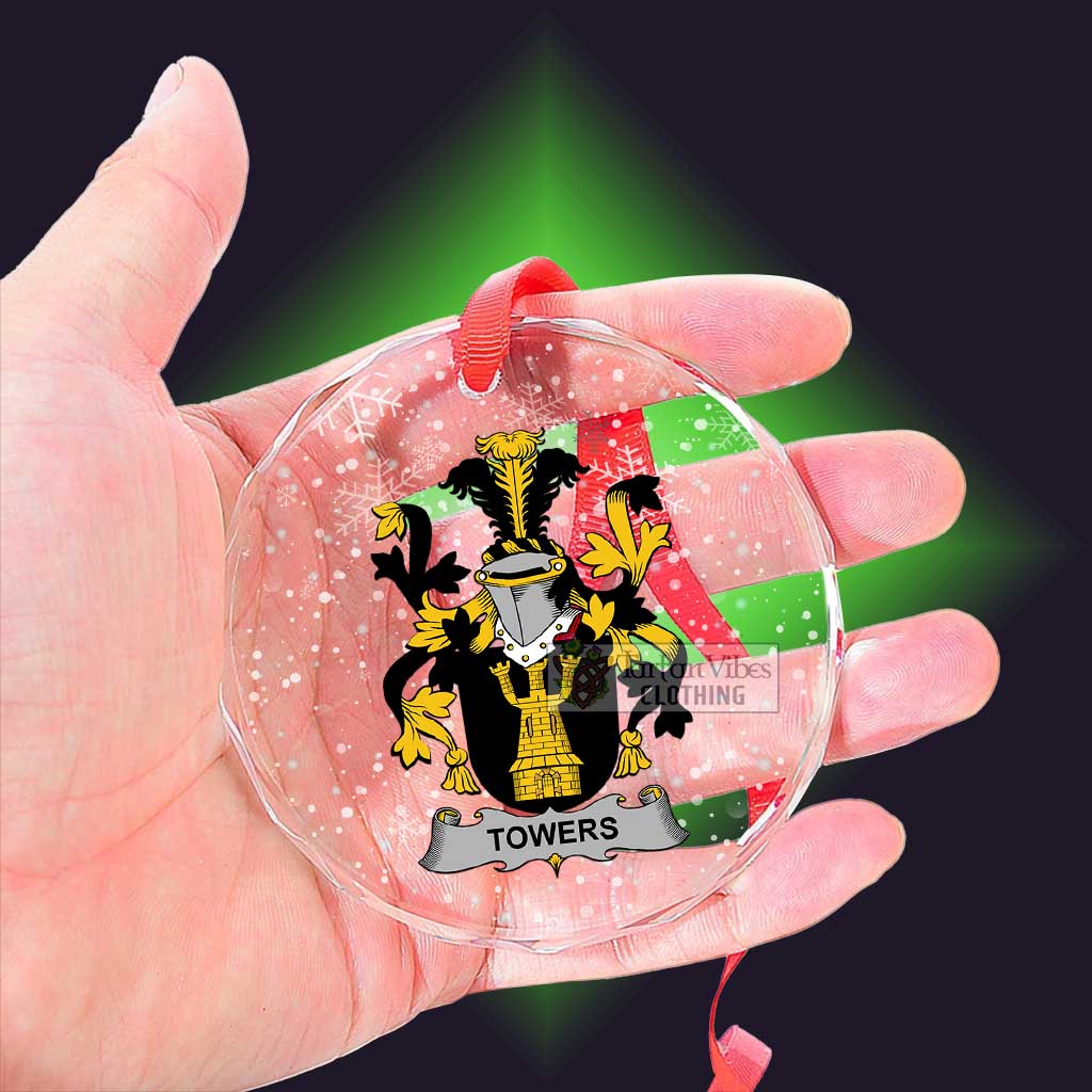 Towers Irish Clan Christmas Glass Ornament with Coat of Arms - 2D-tartanvibesclothing