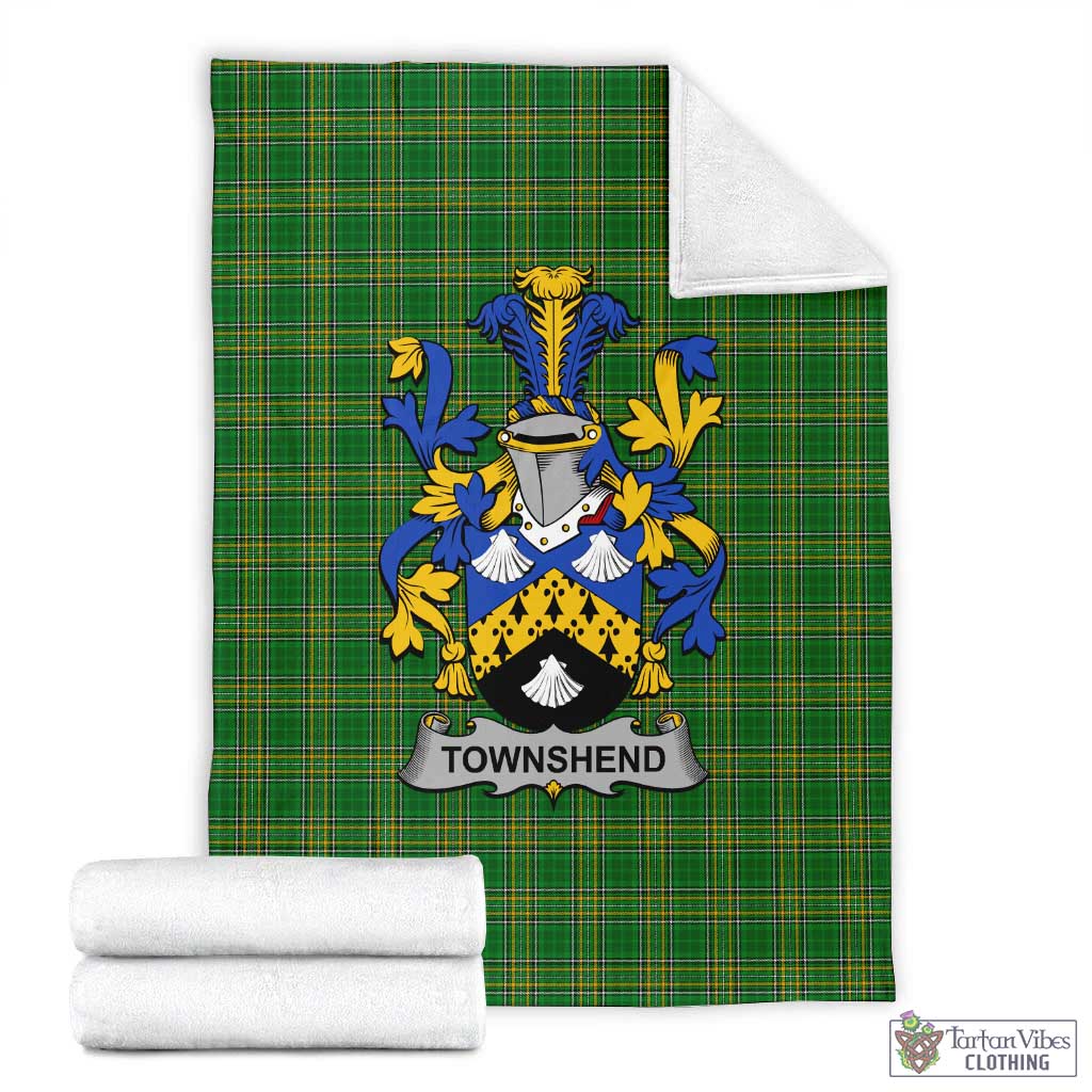 Tartan Vibes Clothing Townshend Irish Clan Tartan Blanket with Coat of Arms