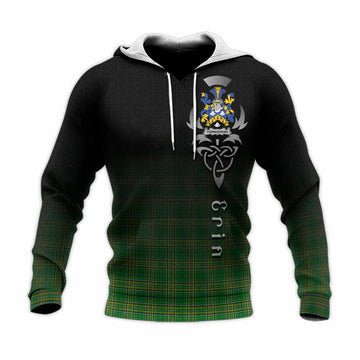 Tartan Vibes Clothing Townshend Irish Clan Knitted Hoodie with Coat of Arms Erin Go Bragh Celtic Inspired