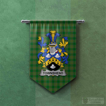 Townshend Irish Clan Tartan Gonfalon, Tartan Banner with Coat of Arms