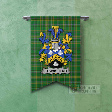 Townshend Irish Clan Tartan Gonfalon, Tartan Banner with Coat of Arms