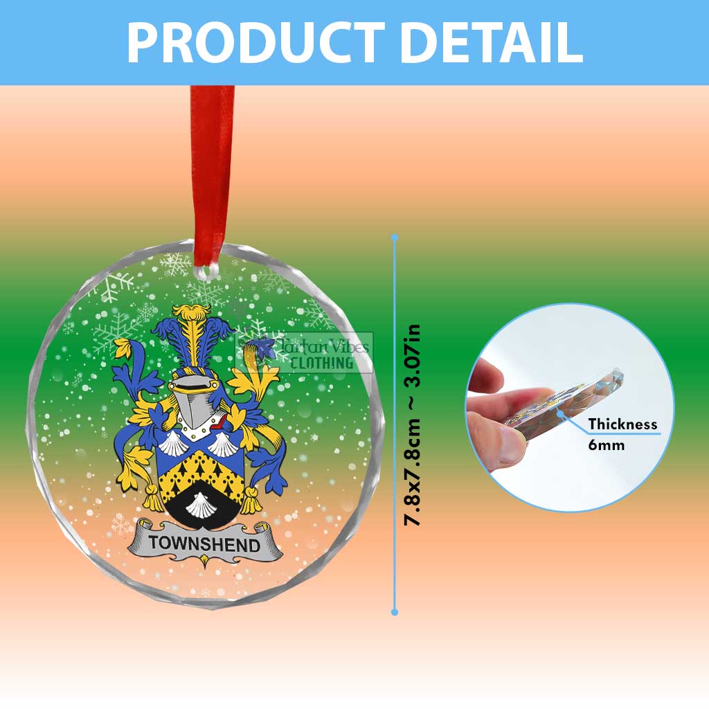 Tartan Vibes Clothing Townshend Irish Clan Christmas Glass Ornament with Coat of Arms