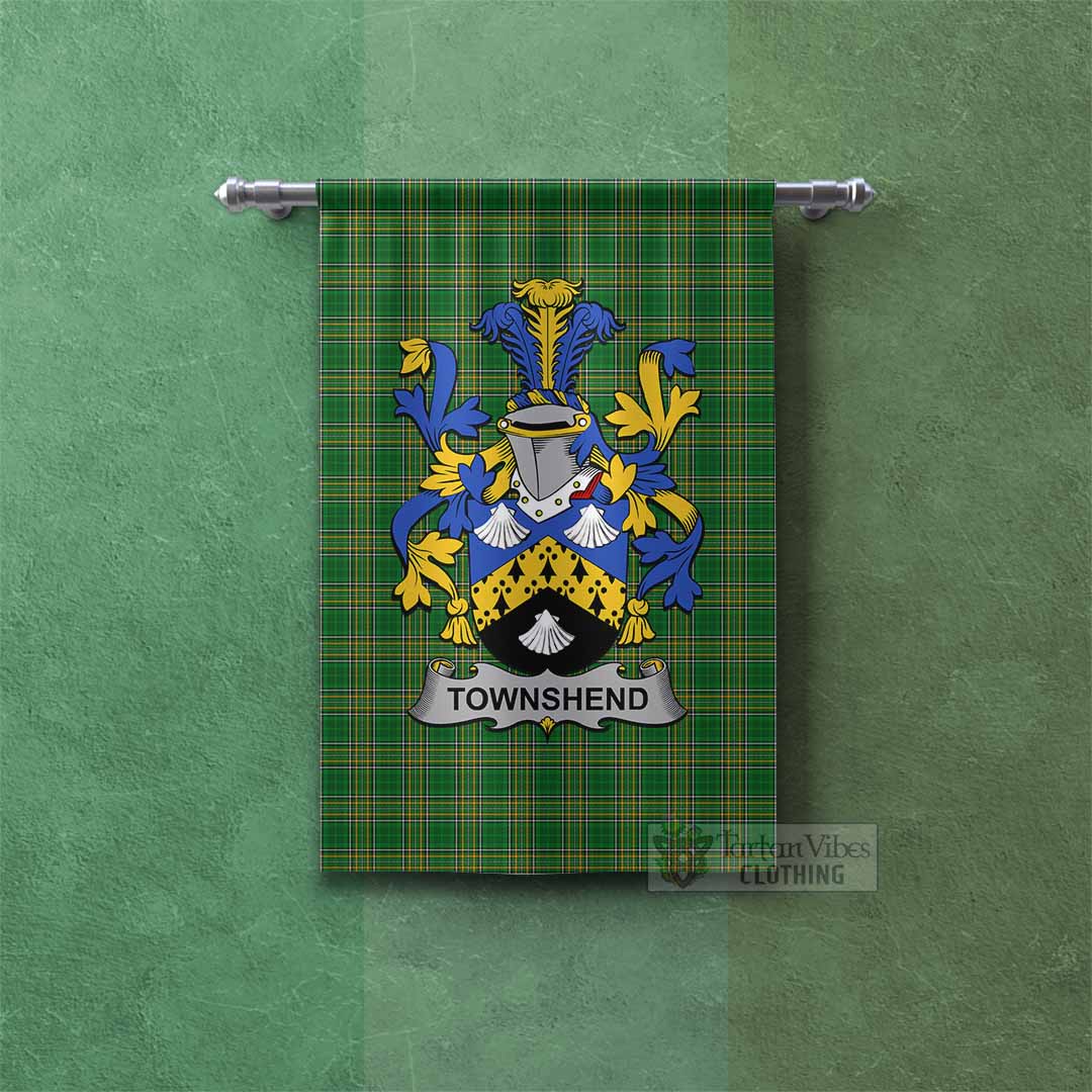 Tartan Vibes Clothing Townshend Irish Clan Tartan Gonfalon, Tartan Banner with Coat of Arms