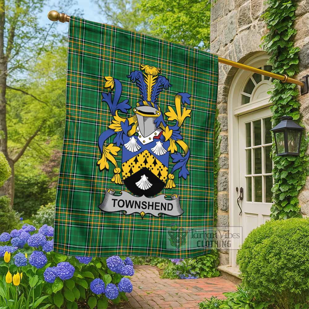 Townshend Irish Clan Tartan Flag with Coat of Arms