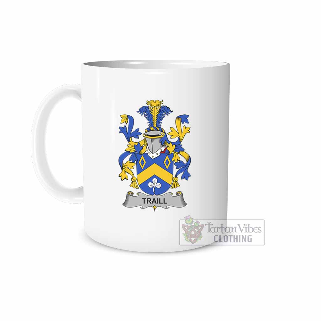 Traill Irish Clan Coat of Arms Ceramic Mug White - 2D-tartanvibesclothing