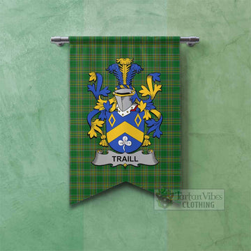 Traill Irish Clan Tartan Gonfalon, Tartan Banner with Coat of Arms
