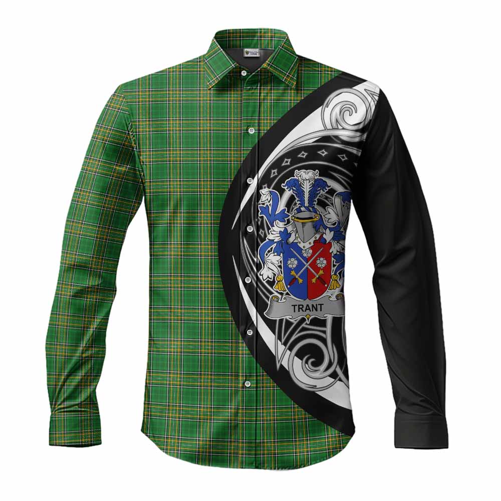Tartan Vibes Clothing Trant Irish Clan Long Sleeve Button Shirt Celtic Circle Style