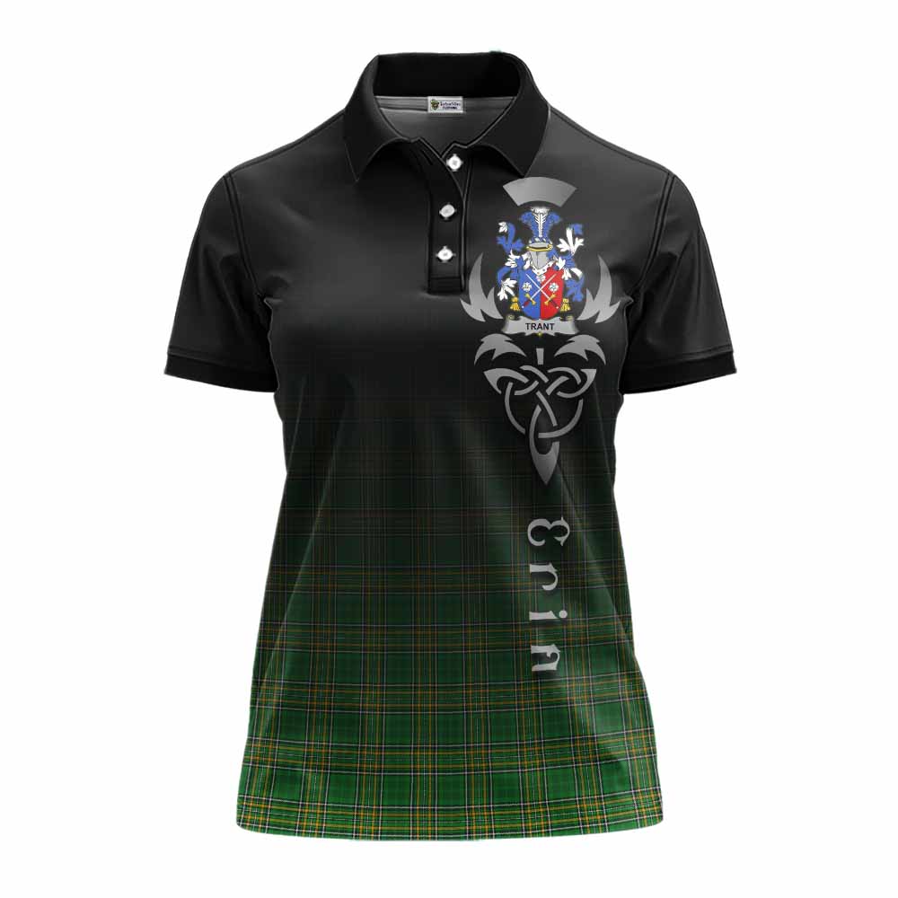 Tartan Vibes Clothing Trant Irish Clan Women's Polo Shirt with Coat of Arms Erin Go Bragh Celtic Inspired