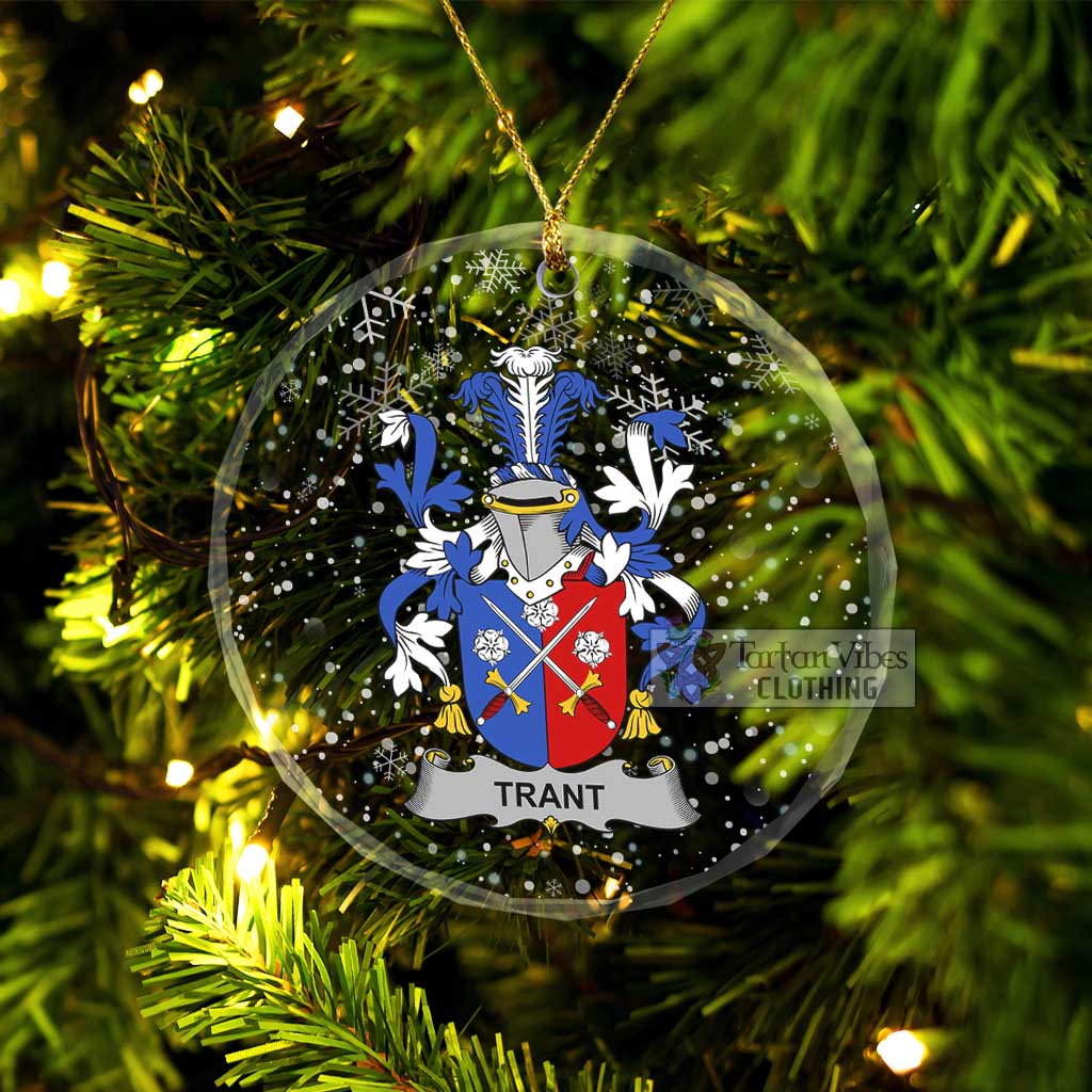 Trant Irish Clan Christmas Glass Ornament with Coat of Arms Transparent Glass Circle - 2D-tartanvibesclothing