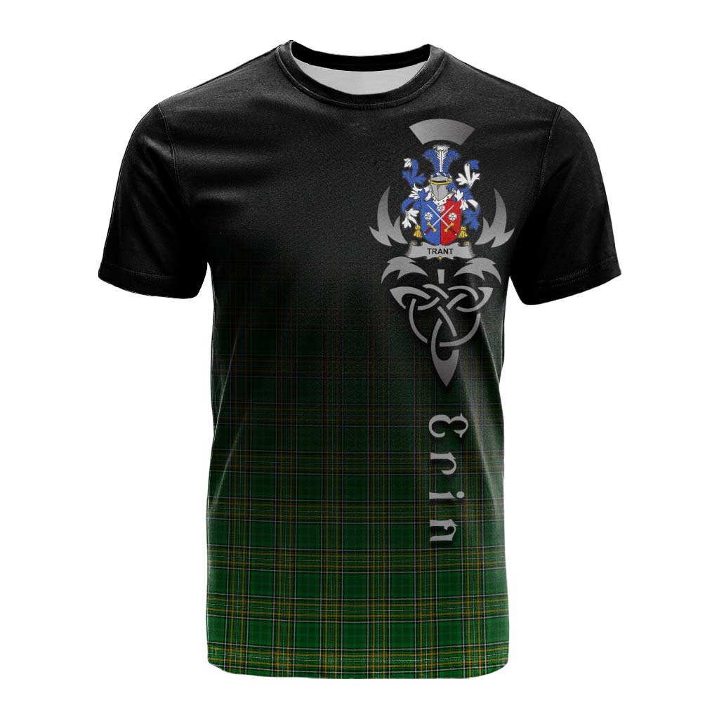 Tartan Vibes Clothing Trant Irish Clan Cotton T-shirt with Coat of Arms Erin Go Bragh Celtic Inspired