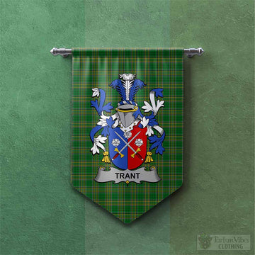Trant Irish Clan Tartan Gonfalon, Tartan Banner with Coat of Arms